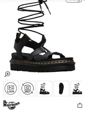 Dr. Martens Black Leather Lace-Up Platform Sandals
